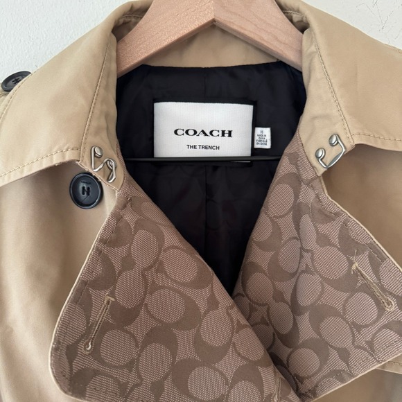 Coach 'The Trench' Beige Double Breasted Logo Trench Coat $275 Women's XS - Picture 3 of 5
